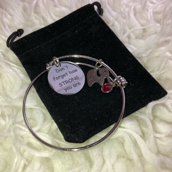 Inspirational Elephant Pendant Charm Wire Aesthetics Bangles Stainless Steel - Picture 4 of 7